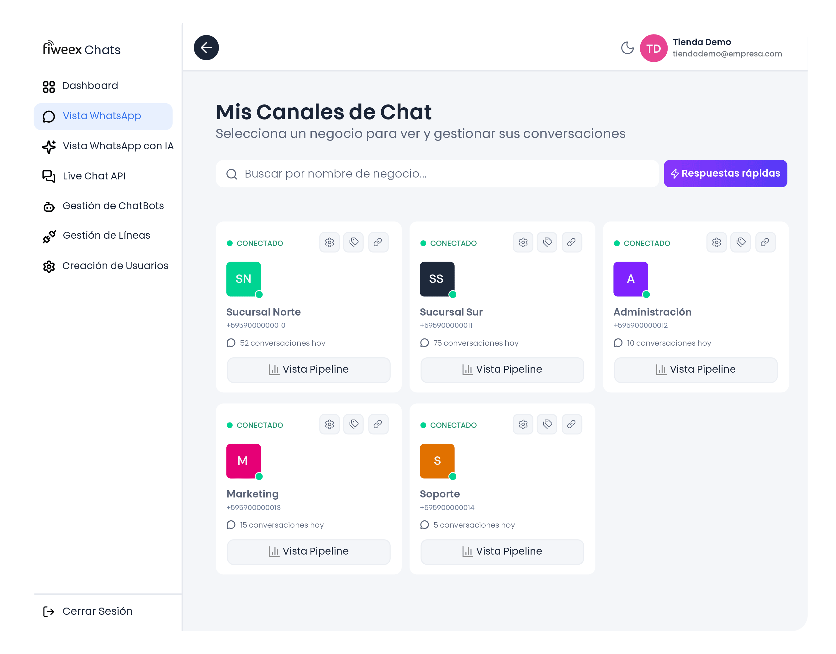Fiweex Chats - Organiza conversaciones de WhatsApp por etapas